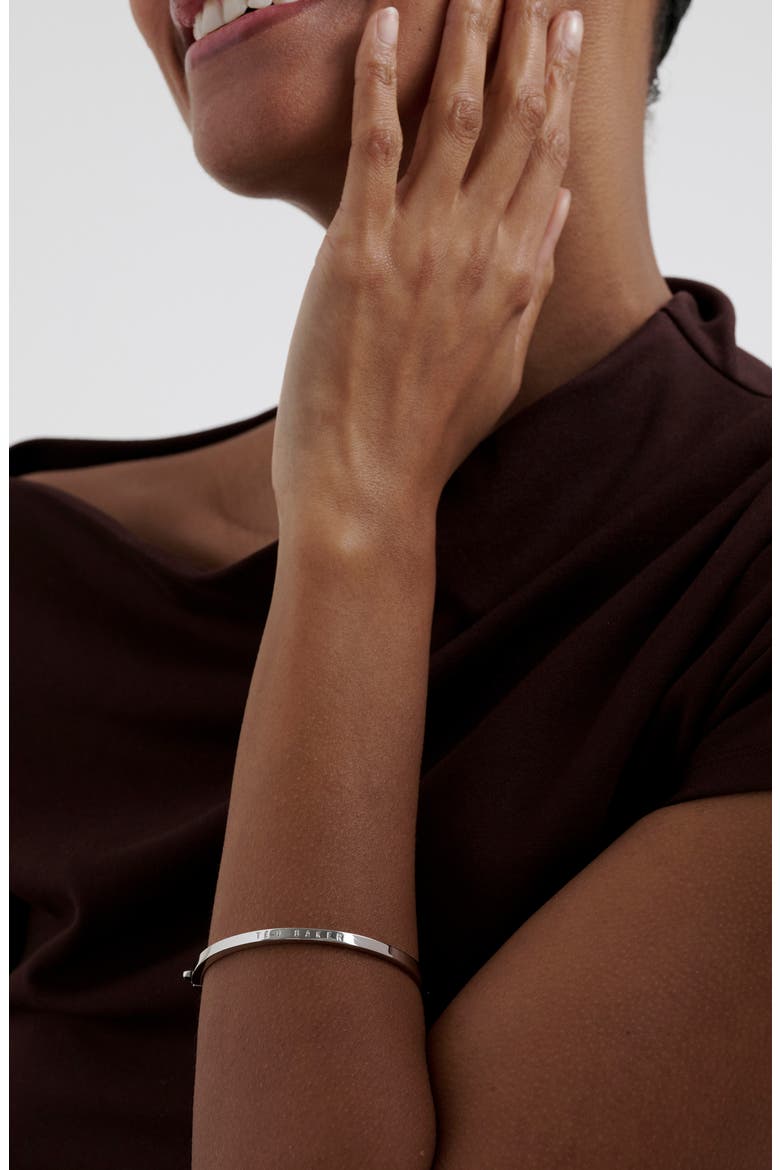 Chrishell Logo Slim Bangle Bracelet, Alternate, color, SILVER TONE