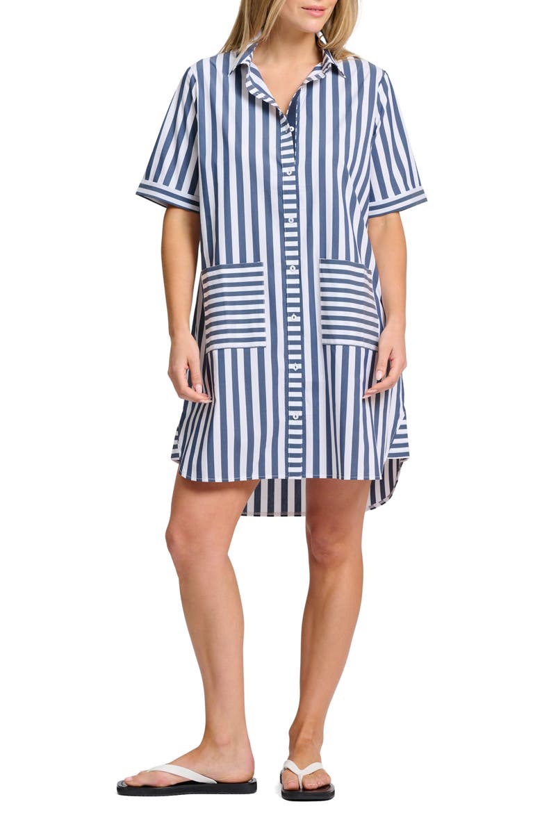 Clara Striped Minidress, Alternate, color, FRENCH NAVY STRIPE
