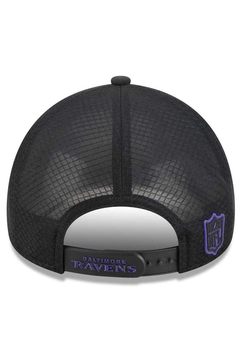 Men's New Era Black Baltimore Ravens 2026 Sideline Apex 9FORTY Adjustable Trucker Hat, Alternate, color, Black