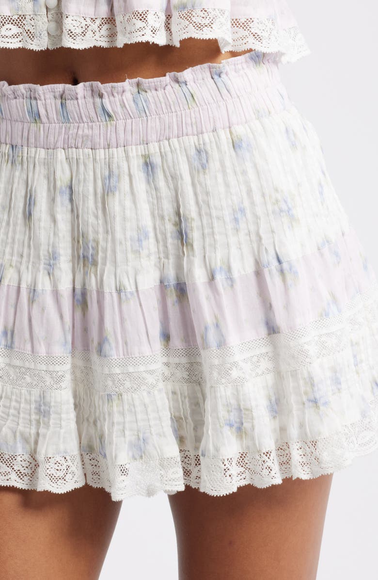 LoveShackFancy Gloriana Lace & Ruffle Miniskirt, Alternate, color, Lilac Vanilla