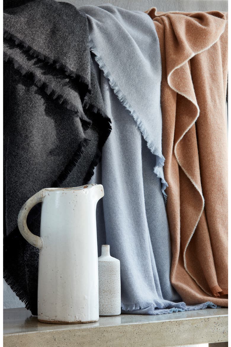Agnes Cotton & Cashmere Throw Blanket, Alternate, color, BLUE/ BLACK