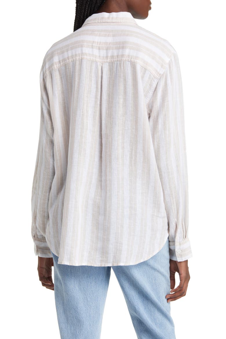 Charli Linen Blend Button-Up Shirt, Alternate, color, SHORE STRIPE