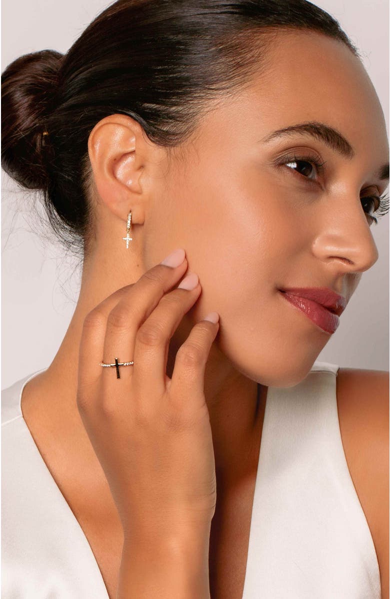 Rizen Jewelry Luminous Cross Pavé Ring, Alternate, color, 18K Gold Plated