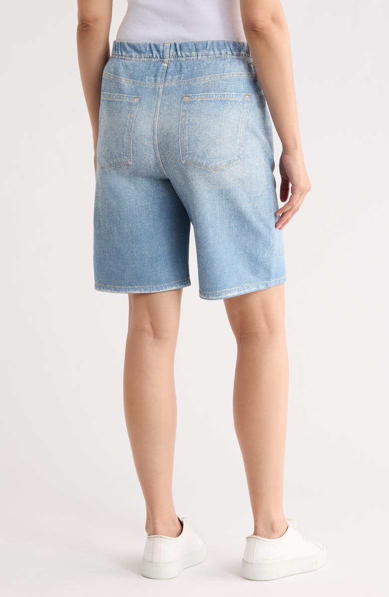 ECRU Mirage Denim Printed French Terry Shorts, Alternate, color, Light Wash