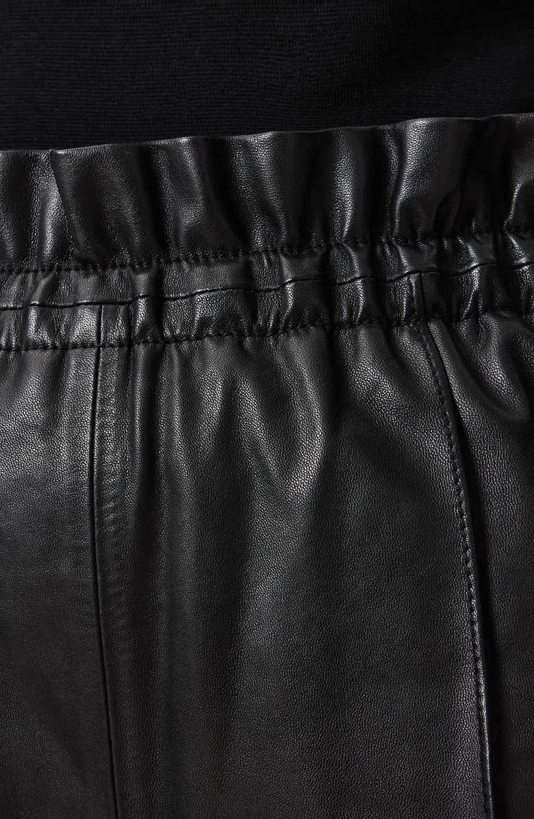 AllSaints Fran Leather Shorts, Alternate, color, Black