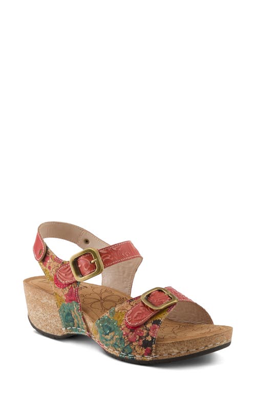 L'artiste By Spring Step Osuna Ankle Strap Platform Sandal In Red Multi