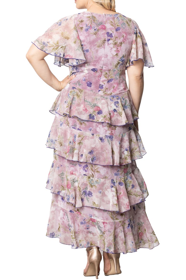 Tour de Flounce Tiered Maxi Dress, Alternate, color, LILAC FLORAL PRINT