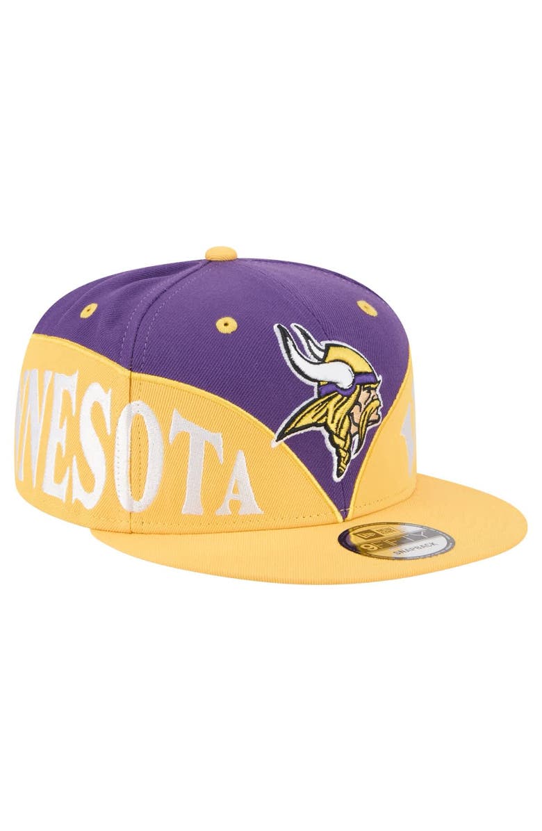 New Era Men's New Era Purple/Gold Minnesota Vikings Split 9FIFTY Snapback Hat, Main, color, Purple