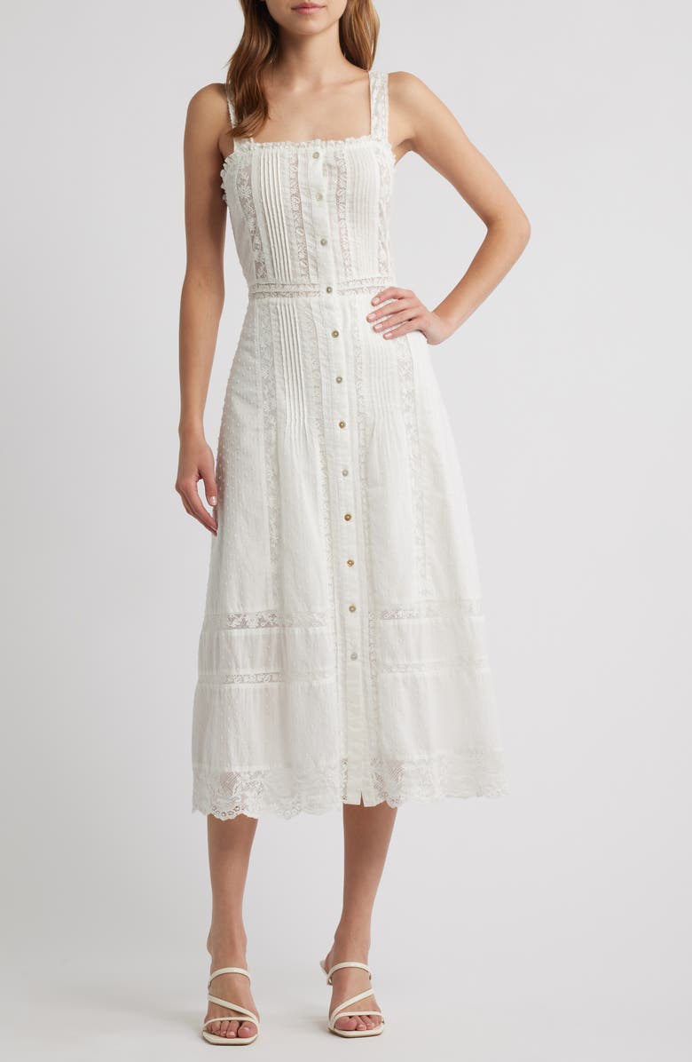 LoveShackFancy Judalon Lace A-Line Dress, Main, color,