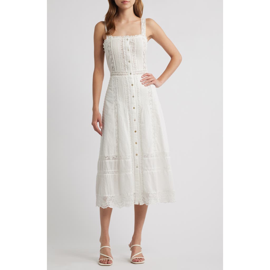Loveshackfancy Judalon Lace Button Front Midi Dress