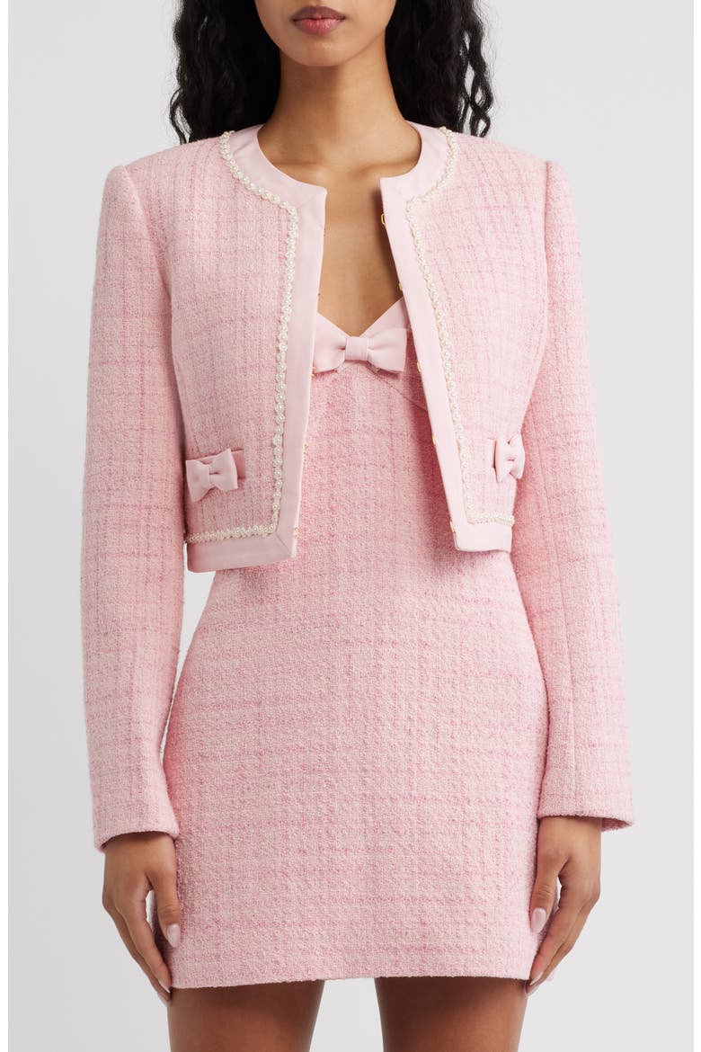 Ralphette Tweed Crop Jacket, Alternate, color, PINK HIBISCUS