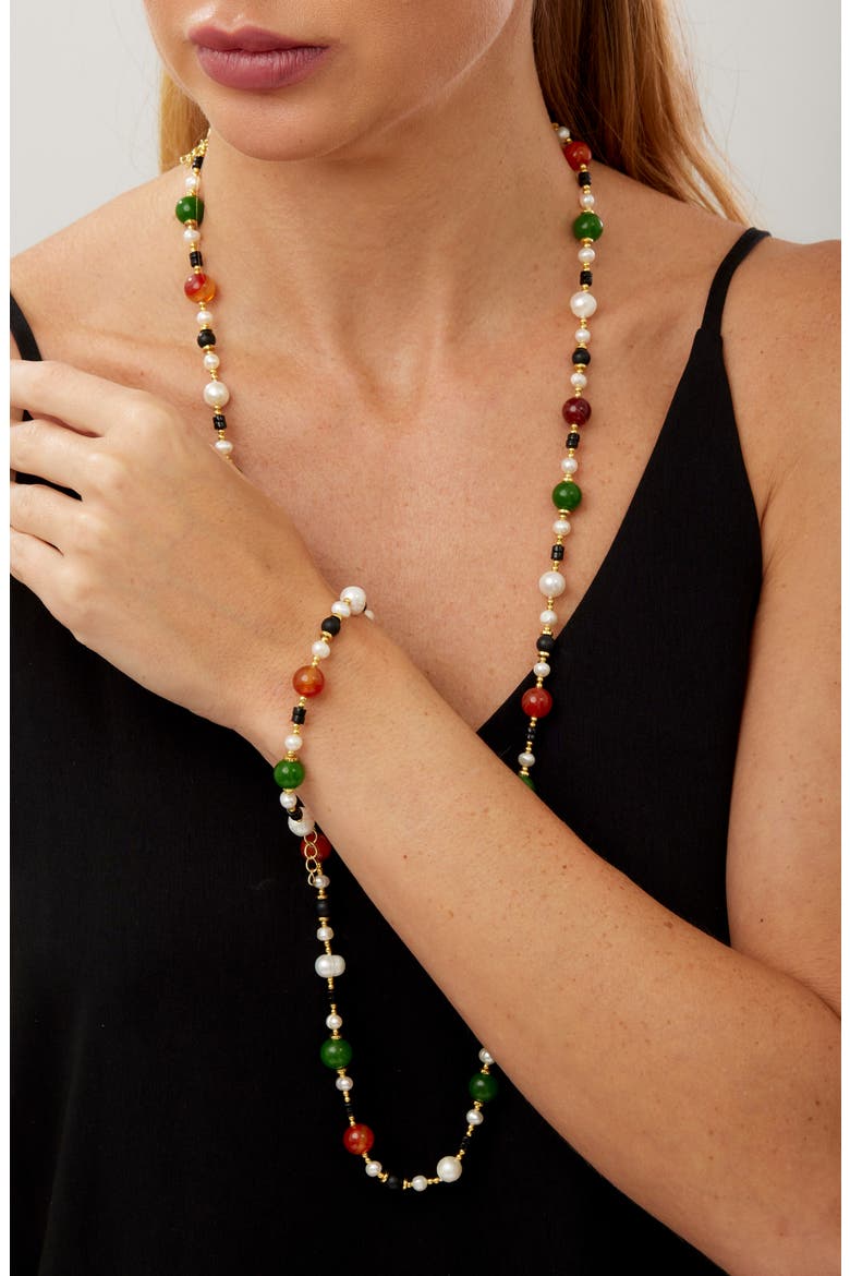 Cultured Freshwater Pearl & Agate Strand Necklace, Alternate, color, MULTI COLOR