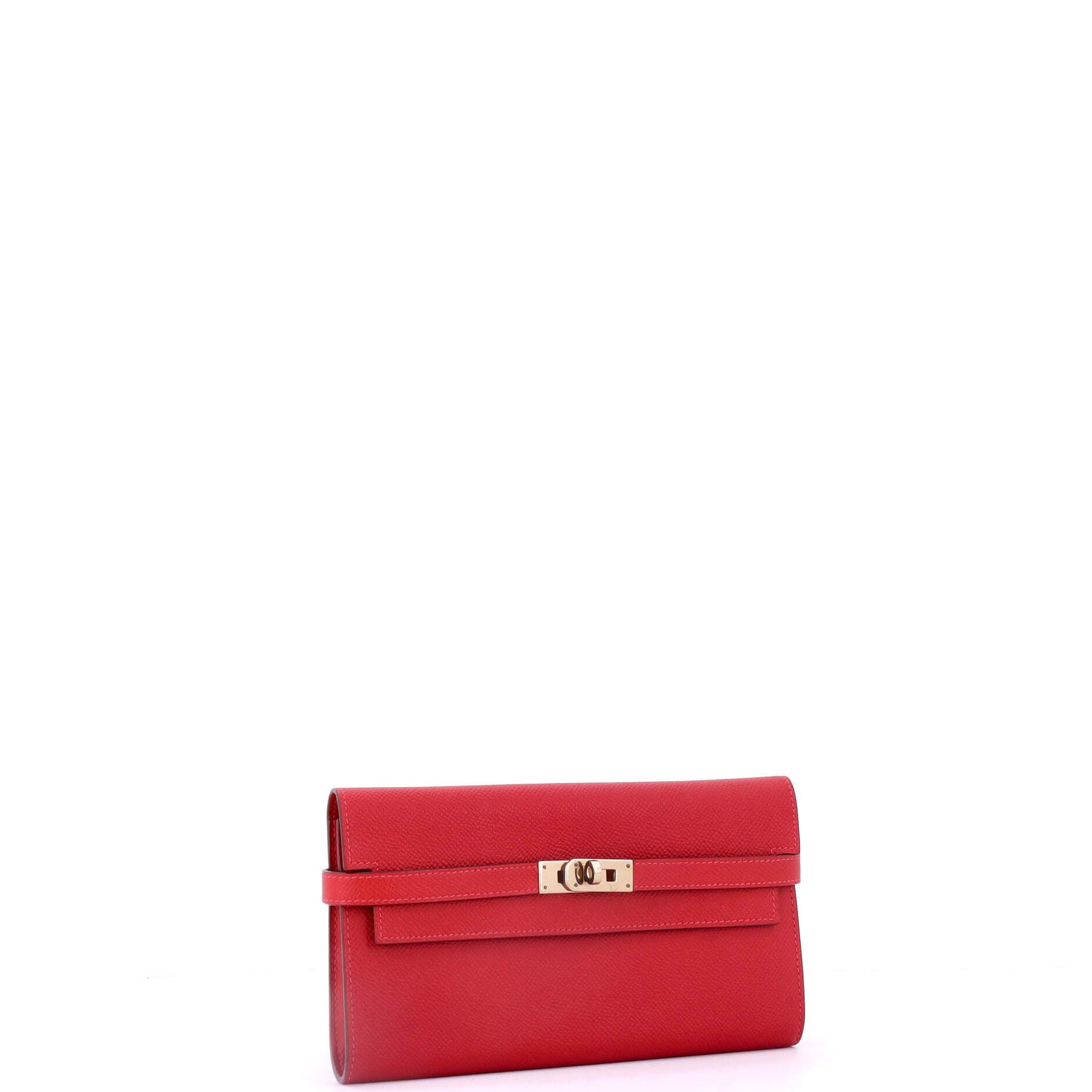 Pre-Owned Hermes Kelly Wallet Epsom Long, Alternate, color, Rouge Casaque
