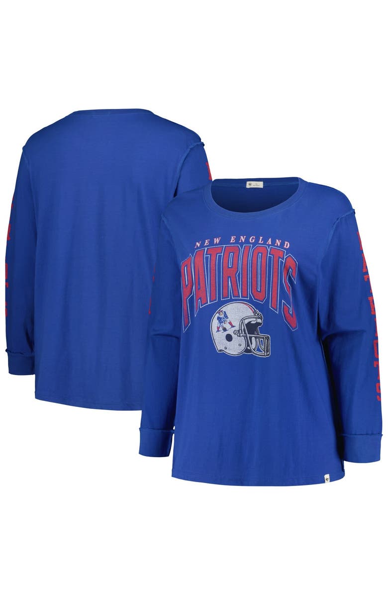 '47 Women's '47 Royal New England Patriots Plus Size Honey Cat SOA Long Sleeve T-Shirt, Main, color, Royal
