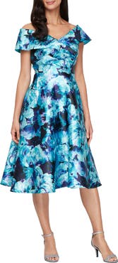 Alex Evenings Printed Mikado Cocktail Dress