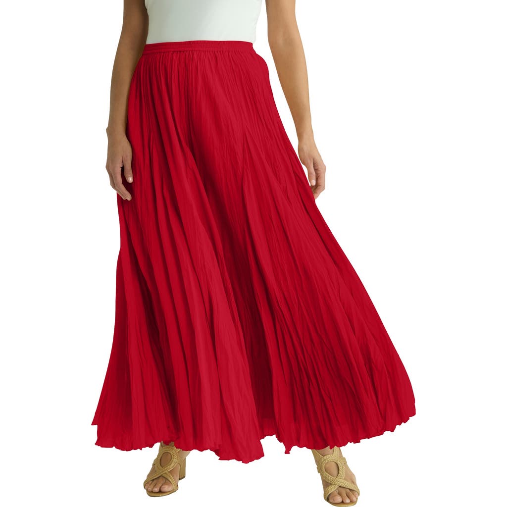 Jessica London Flowing Crinkled Maxi Skirt In Red