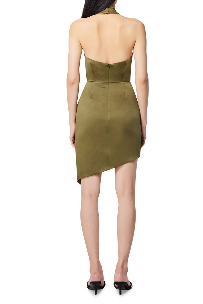 Camo Asymmetric Satin Cocktail Dress, Alternate, color, KHAKI