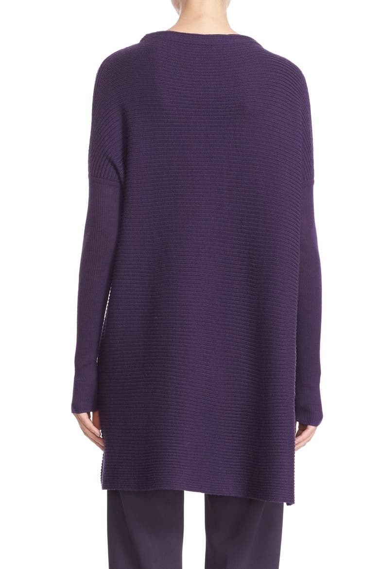 Rib Knit High/Low Asymmetrical Sweater, Alternate, color, PURPLE