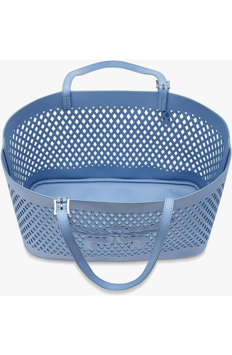 MCM Medium Himmel Shopper in Perforated Calfskin Leather, Alternate, color, Della Robbia Blue