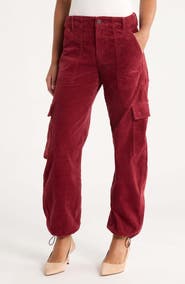 Pistola Honor High Waist Drawcord Hem Corduroy Cargo Pants