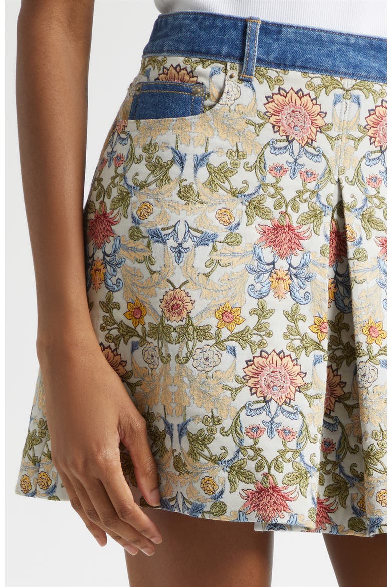 Kaiya Floral Tapestry Miniskirt, Alternate, color, CREAM MULTI