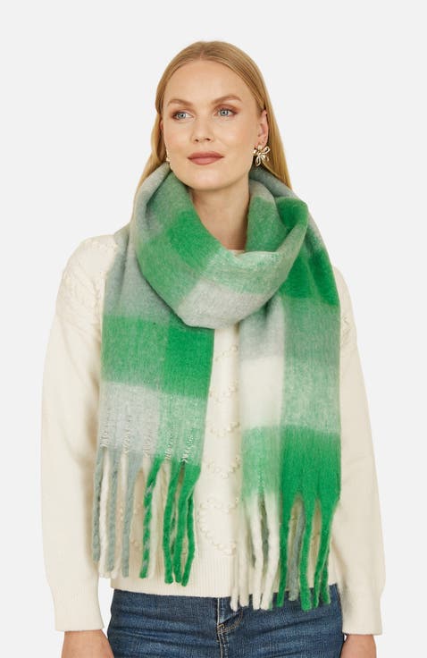 Check Soft Tassel Scarf