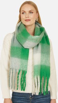 Yumi Check Soft Tassel Scarf