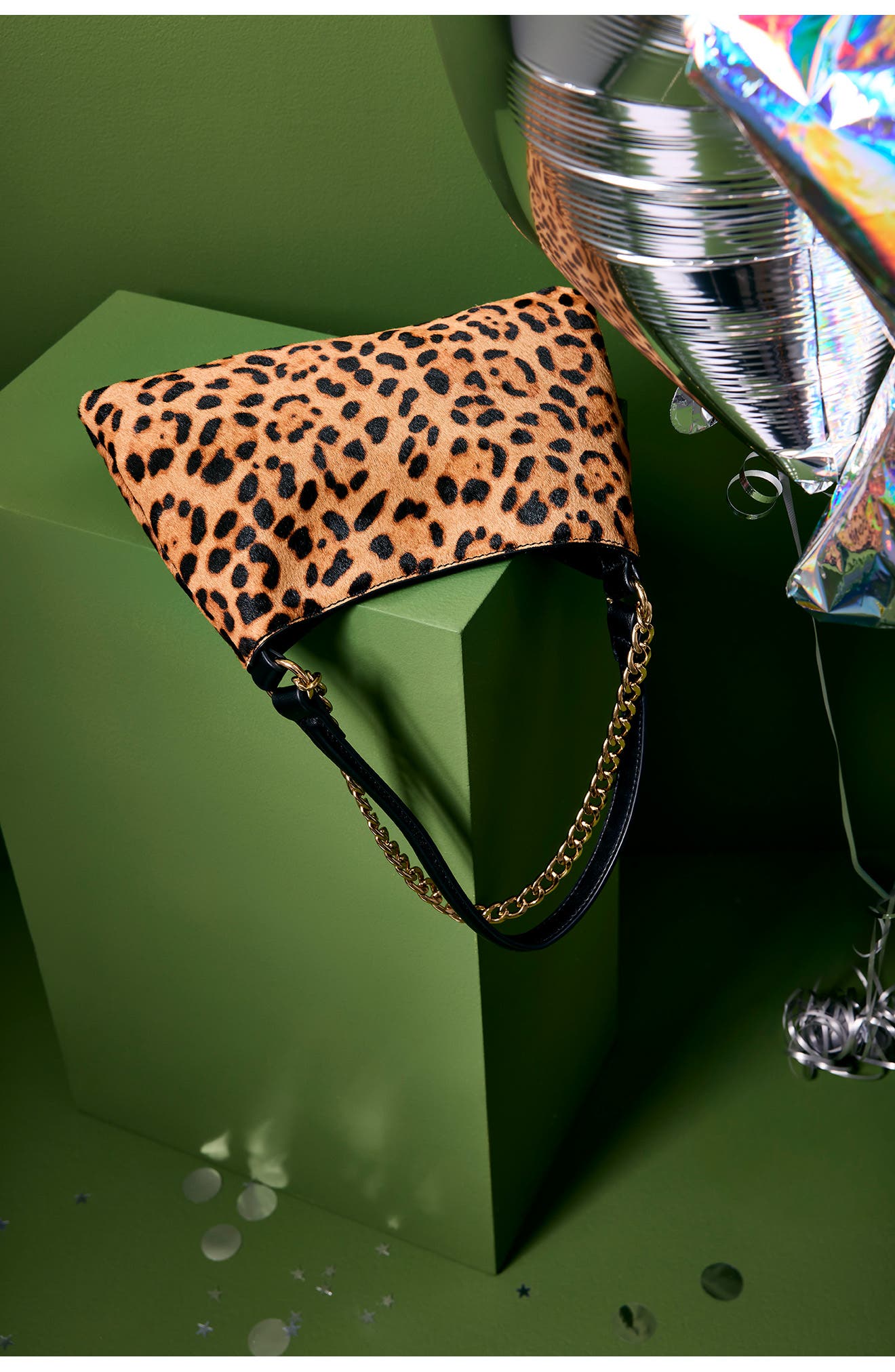 Dolce Vita Jagger Animal Print Genuine Calf Hair Shoulder Bag, Alternate, color, Leopard