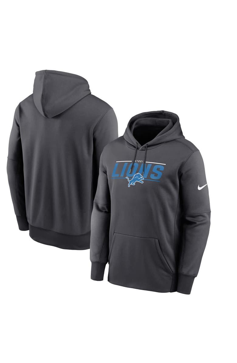 Nike Men's Nike Anthracite Detroit Lions Team Muscle Performance Fleece Pullover Hoodie, Main, color, 