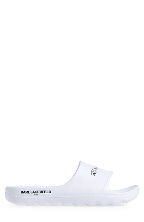 Karl Lagerfeld Signature Slide Sandal In White