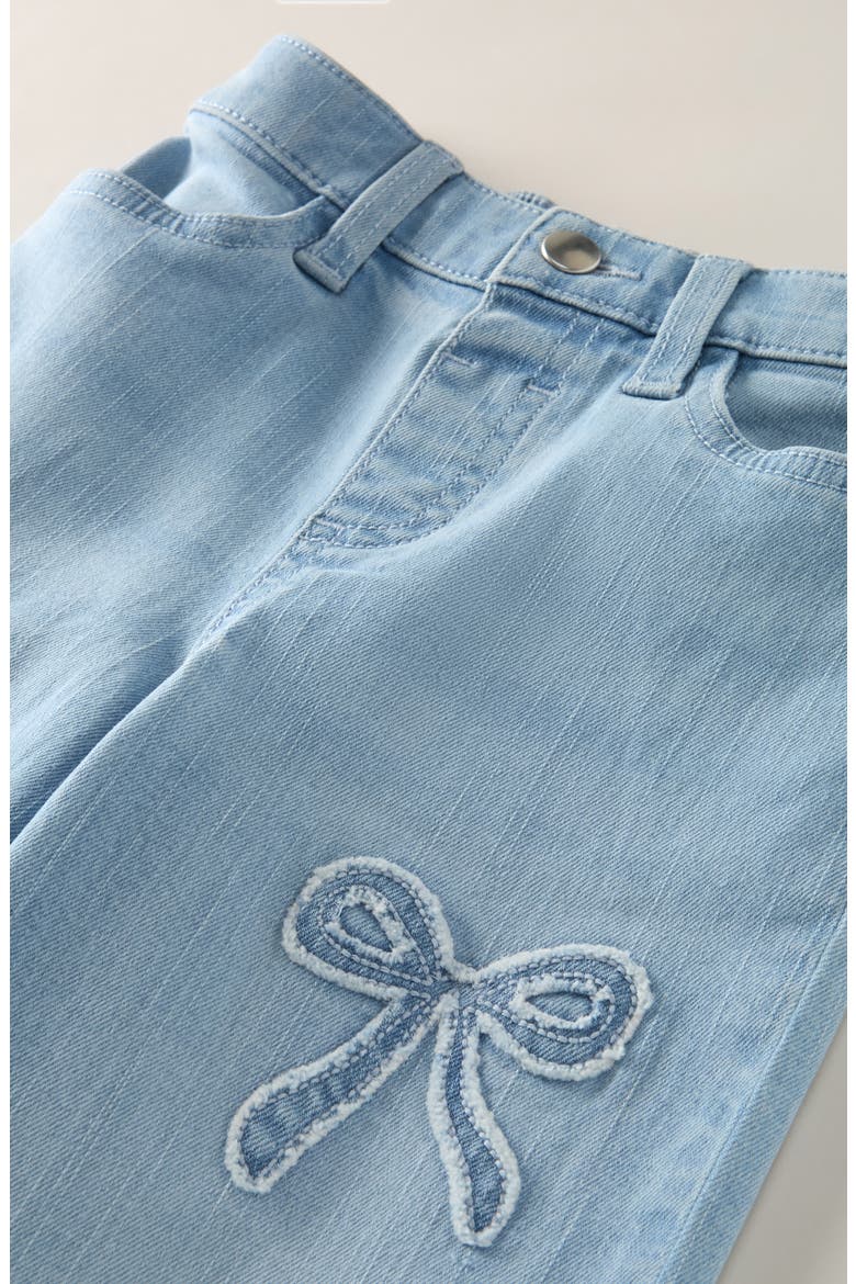 Kids' Bow Wide Leg Jeans, Alternate, color, LIGHT INDIGO WASH BOWS