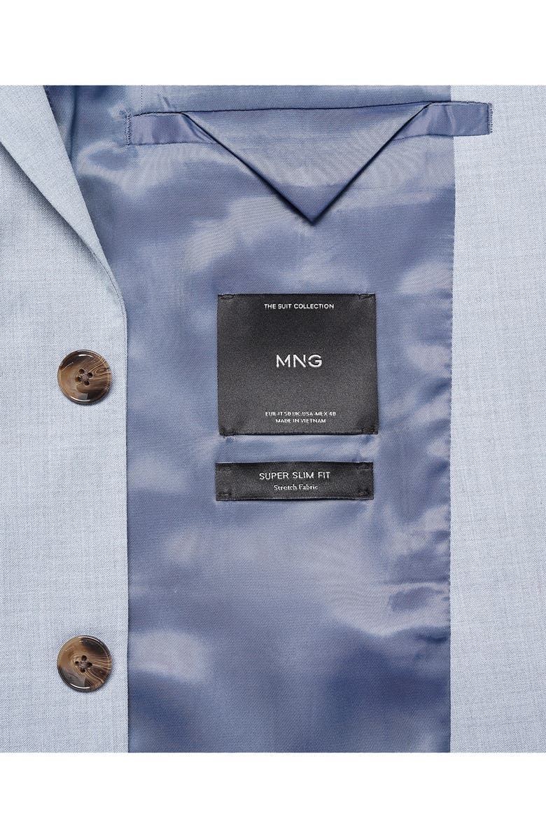 MANGO Superslim Fit Light Blue Stretch Sport Coat, Alternate, color, Sky Blue