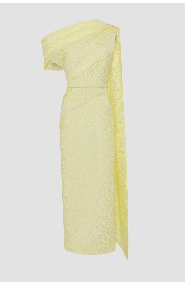 Roksanda Maite Asymmetric Textured Midi Dress, Alternate, color, Limoncello