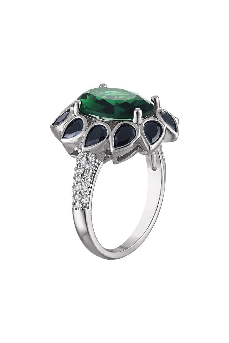 Emerald and Black Spinel Statement Ring, Alternate, color, SILVERTONE/ EMERALD