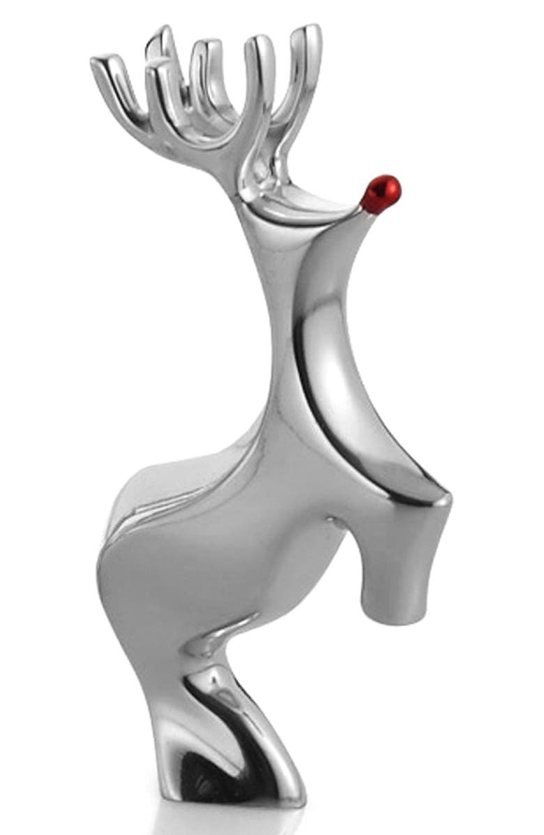 Nambé Holiday Mini Red Nosed Reindeer, Main, color, Silver