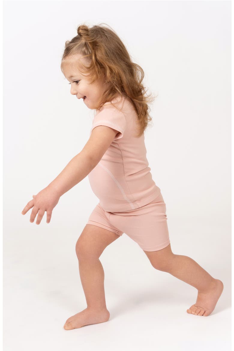 Spiral Stitch Cotton Knit T-Shirt & Shorts Set, Alternate, color, PALE PINK