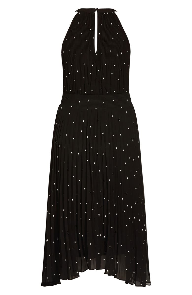 City Chic Pleated Spot Midi Dress, Alternate, color,