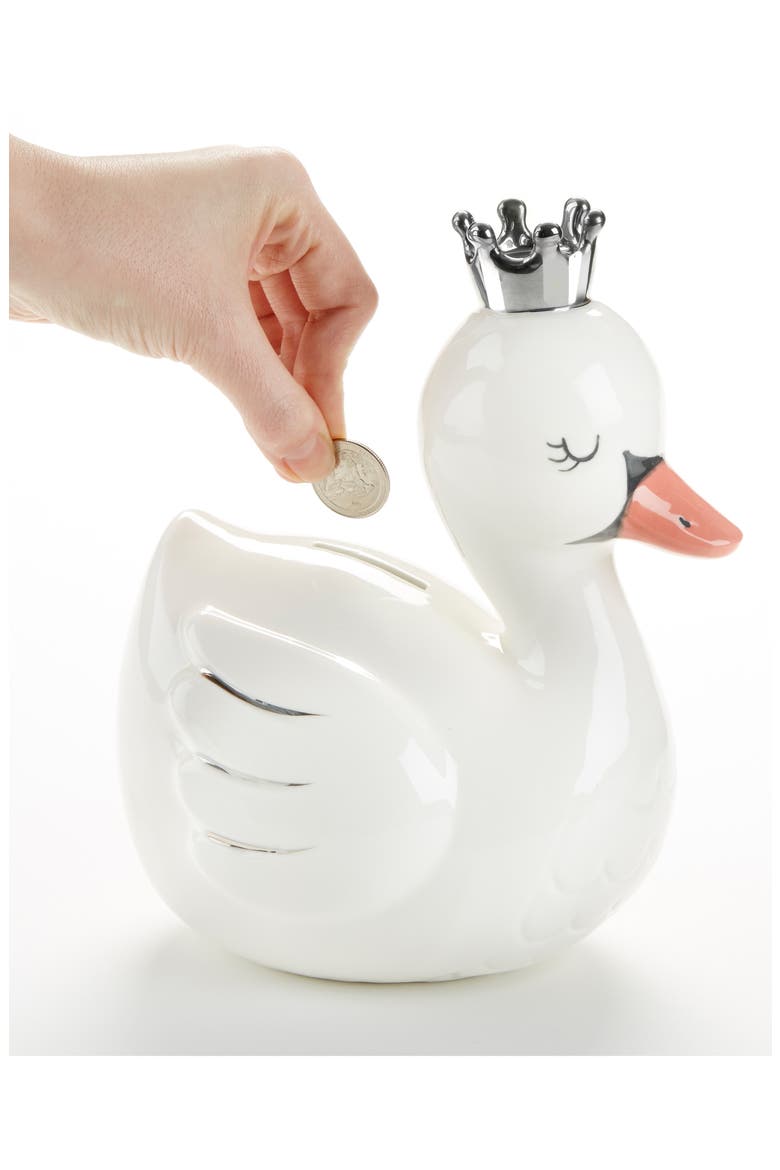 Swan Princess Ceramic Bank, Alternate, color, WHITE/ SILVER