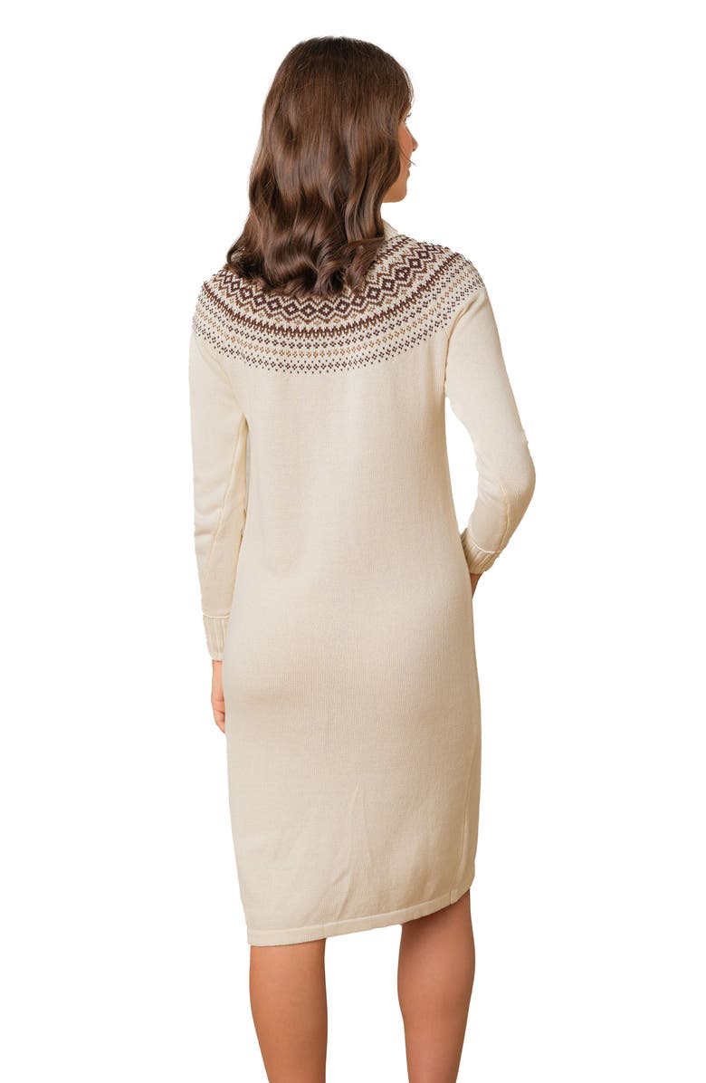 Hope & Henry Organic Long Sleeve Turtleneck Intarsia Sweater Dress, Alternate, color, Ivory Fireside Fair Isle
