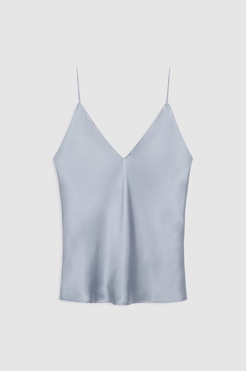 Anine Bing Ellen V-neck Silk Top In Blue