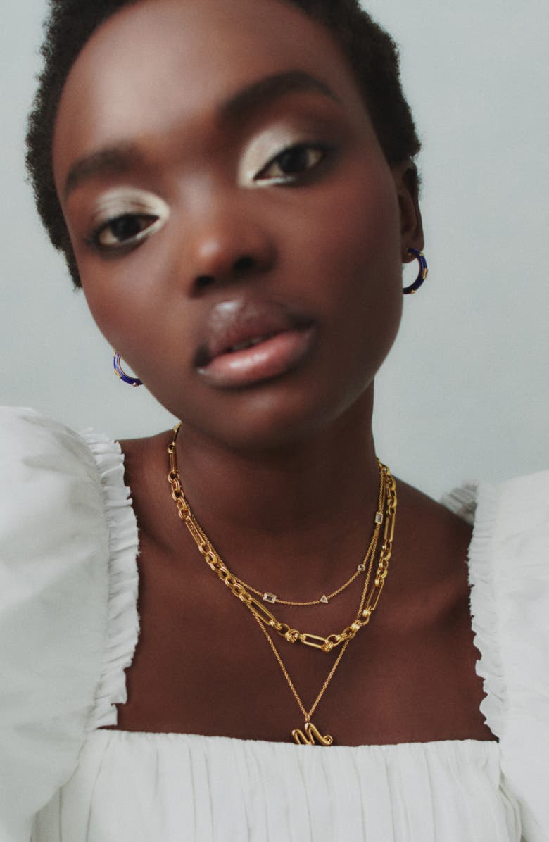 Missoma Cubic Zirconia Station Chain Necklace, Alternate, color, Gold