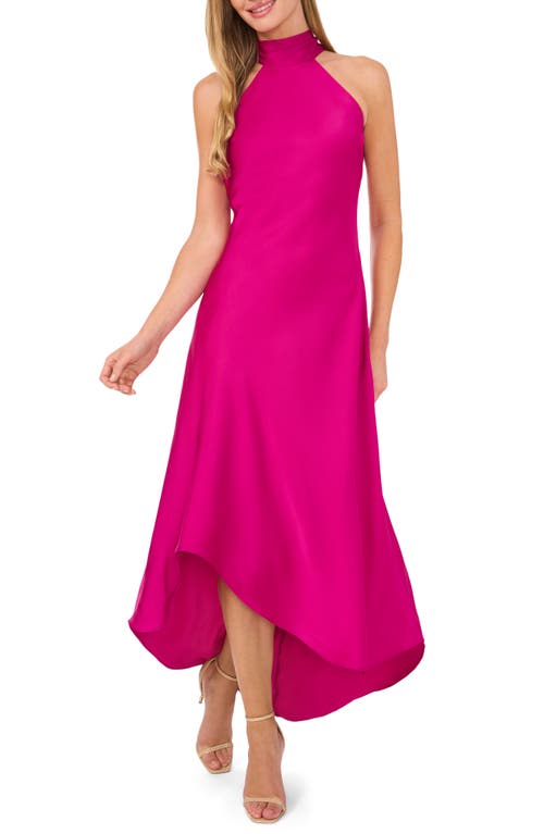 Cece Tie Back Sleeveless High/low Satin Gown In Pink