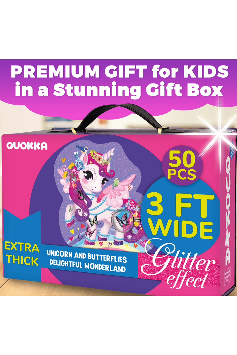 Giant Shaped Glitter Floor Kids Puzzles, Alternate, color, Unicorn