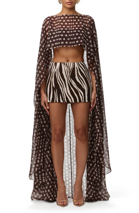 Polka Dot Illusion Chiffon Cape