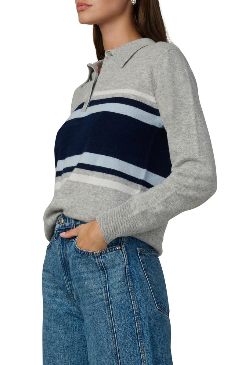 Joe's Stripe Cashmere Polo Sweater, Alternate, color, Heather Grey