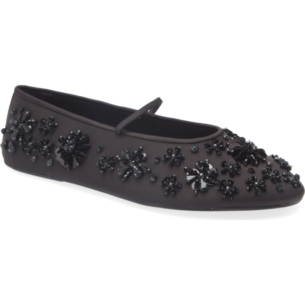 Jeffrey Campbell Nannette Ballet Flat in Black Satin-Black