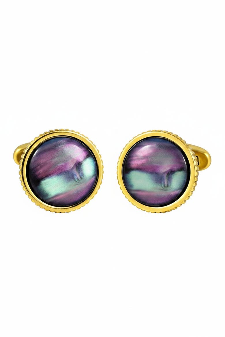 Aurora Mother of Pearl Cufflinks, Main, color, Gold