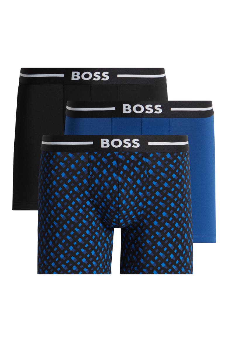 Assorted 3-Pack Bold Stretch Cotton Boxer Briefs, Alternate, color, BLUE ASSORTED
