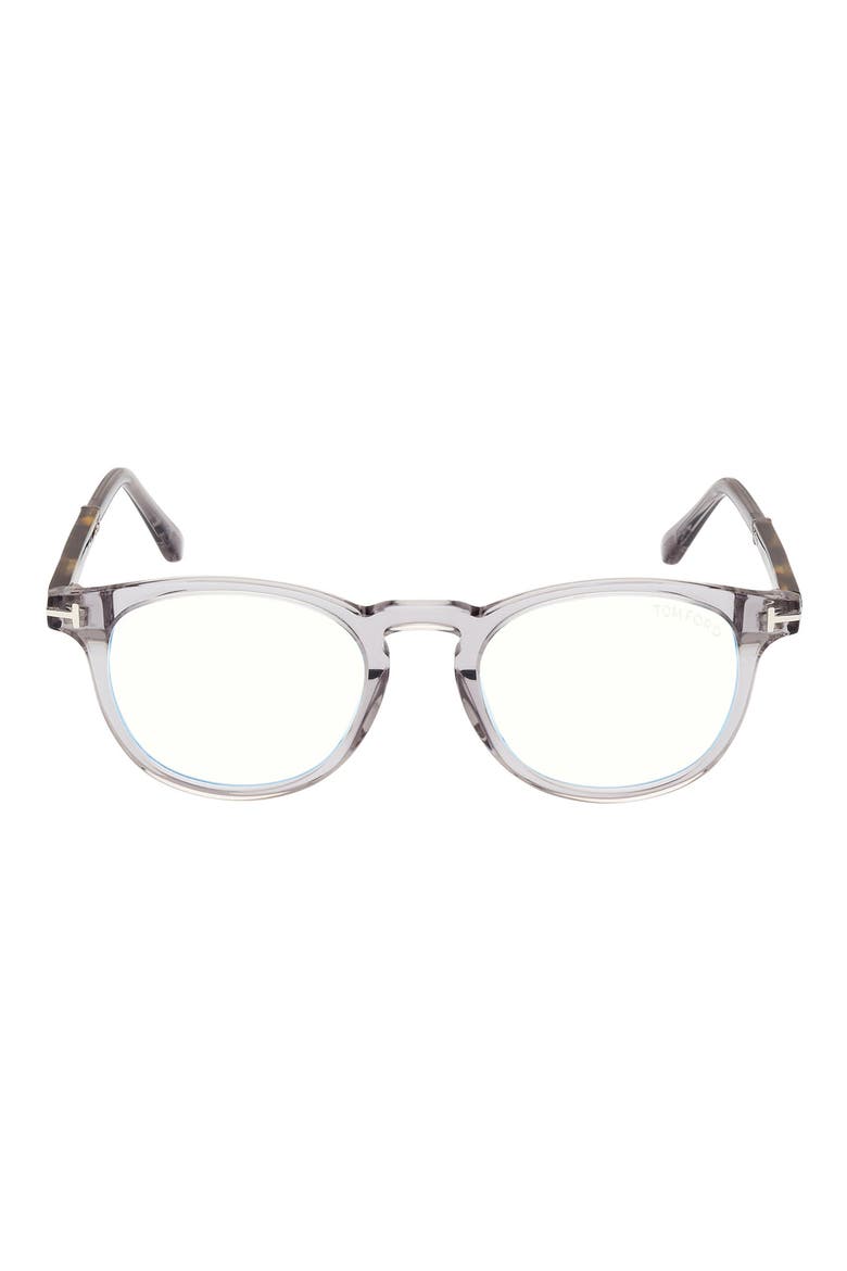 49mm Round Blue Light Blocking Optical Glasses, Main, color, SMOKE GREY PALLADIUM