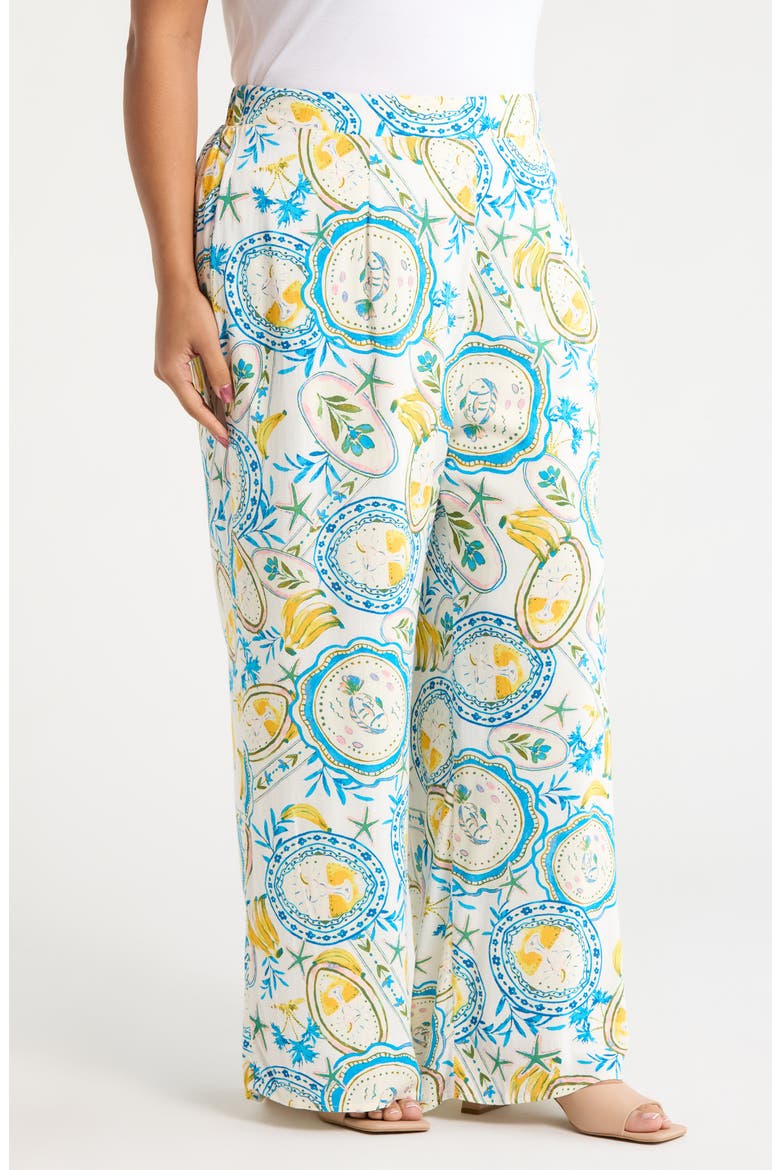 Harvest Island Elena Wide Leg Pants, Alternate, color, WHITE-BLUE-YELLOW